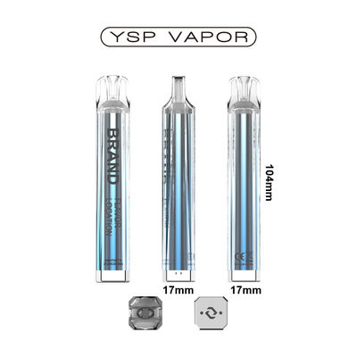 600 Puffs 2 ml flüssige, kristallklare E-Zigarettenbatterie 400 mAh Einweg-TPD